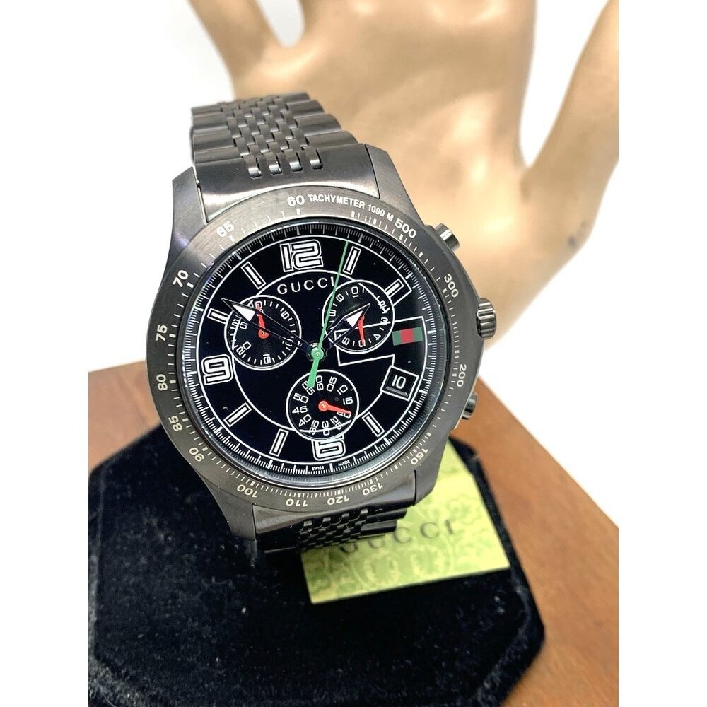 Gucci Men's Watch YA126217 G-Timeless Swiss Quartz Chronograph Black Steel 46mm